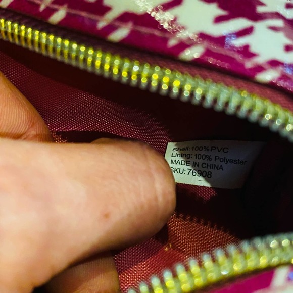 Bare Minerals Pink Houndstooth Cosmetic Makeup Bag Case - Picture 6 of 6